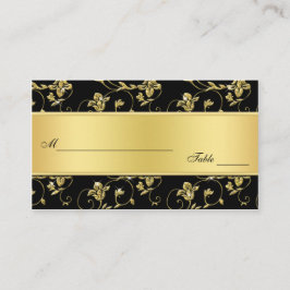 Schwarze und goldene Glitzer SEHEN Blumenplatzieru Platzkarte