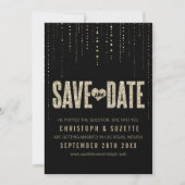 Schwarze und goldene Glitzer sehen Daten speichern Save The Date (Vorderseite)