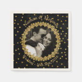 Schwarze und goldene Glitzern Serviette (Vorderseite)