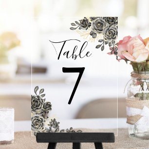 Schwarze und goldene gotische florale Tischnummer