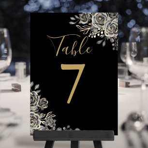Schwarze und goldene gotische Hochzeitstisch-Numme Einladung