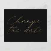 Schwarze und goldene Handschrift ändern Datum Post Postkarte (Vorderseite)