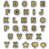 Schwarze und goldene Hauptstadt Textbriefe Alphabe Aufkleber (Vorderseite)