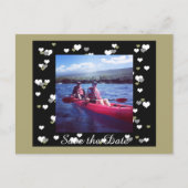 Schwarze und goldene Herzen Save the Date Ankündigungspostkarte (Vorderseite)