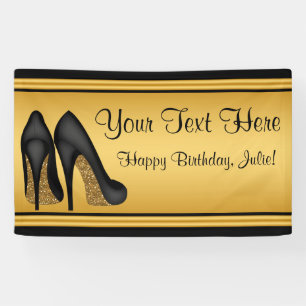 Schwarze und goldene High Heel Schuh Geburtstagsfe Banner