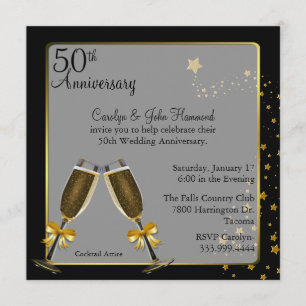 Schwarze und goldene Hochzeit zum 50. Jubiläum Einladung