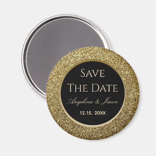 Schwarze und goldene Hochzeiten sichern das Datum  Magnet (Vorderseite/Rückseite)