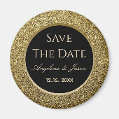 Schwarze und goldene Hochzeiten sichern das Datum  Magnet (Vorne)