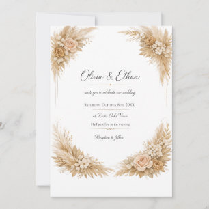Schwarze und goldene Hochzeitseinladungsvorlage    Einladung