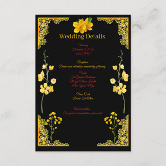 Schwarze und goldene Hochzeitseinlagekarte Begleitkarte