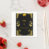 Schwarze und goldene Hochzeitstischnummer Serviette (Beispiel)