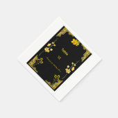 Schwarze und goldene Hochzeitstischnummer Serviette (Ecke)