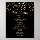 Schwarze und goldene Imitate Foil Dots - Bar Menu  Poster (Vorne)