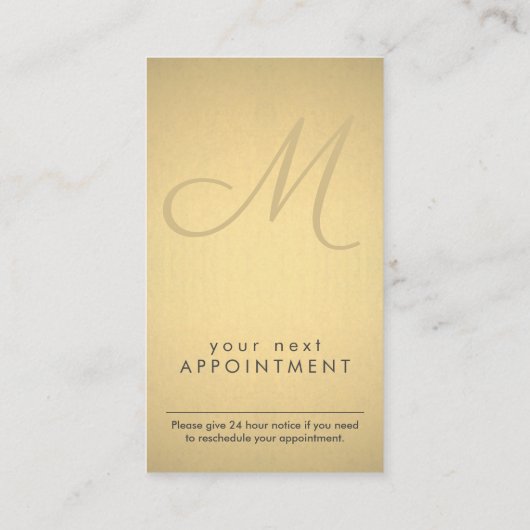 Schwarze und goldene Imitate für Skriptmonogramm - Terminkarte (Rückseite)