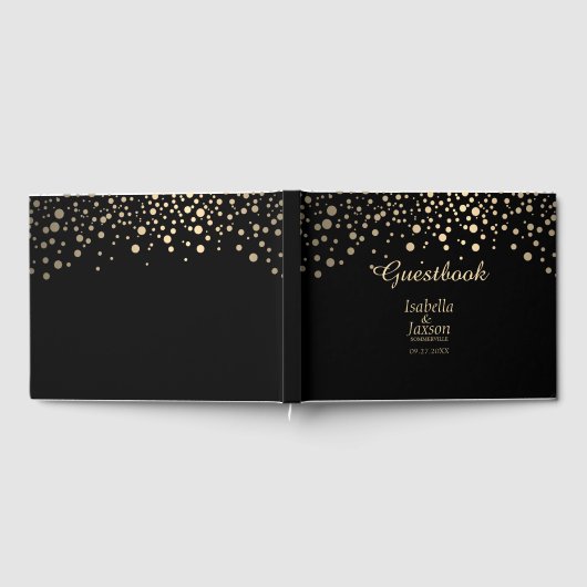 Schwarze und goldene Imitate Gästebuch (Voll)