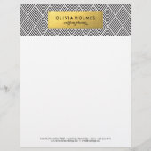 Schwarze und goldene Imitate Zickzack Letterhead Briefkopf (Vorderseite)