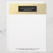 Schwarze und goldene Imitate Zickzack Letterhead Briefkopf (Vorne/Hinten)