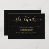 Schwarze und goldene Informationen / Details Umsch Begleitkarte (Vorne/Hinten)