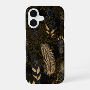 Schwarze und goldene iPhone / iPad-Hülle mit Feder 16 Hülle
