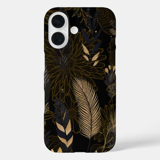 Schwarze und goldene iPhone / iPad-Hülle mit Feder Case-Mate iPhone Hülle (Rückseite)
