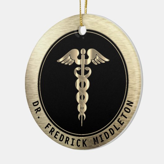 👨 ⚕️ - Schwarze und goldene Keramik Keramik Ornament (Links)