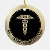 👨 ⚕️ - Schwarze und goldene Keramik Ornament (Vorne)
