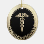 👨 ⚕️ - Schwarze und goldene Keramik Ornament (Links)