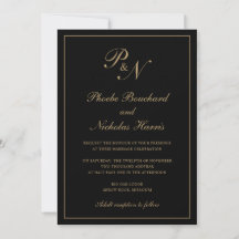 Schwarze und goldene klassisch elegante Hochzeit