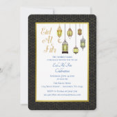 Schwarze und goldene Laternen | Eid Al Fitr Einlad Einladung (Vorderseite)