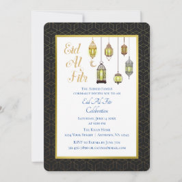 Schwarze und goldene Laternen | Eid Al Fitr Einlad Einladung