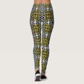 Schwarze und goldene Leggings, die mit Funky Azthe Leggings (Rückseite)