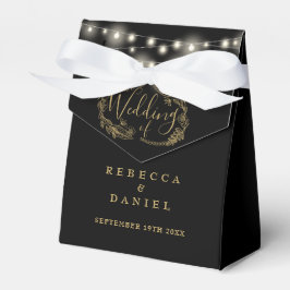 Schwarze und goldene Lichterkette Blumen Hochzeit Geschenkschachtel