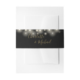 Schwarze und goldene Lichterkette Signatur Schrift Einladungsbanderole