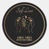 Schwarze und goldene Lieben, die sich auf die Kerz Runder Aufkleber (Vorderseite)