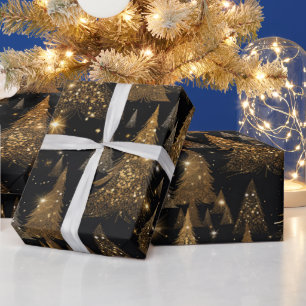 Schwarze und goldene Luxus-Weihnachten Geschenkpapier