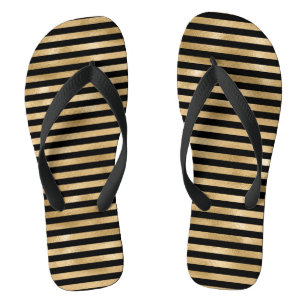 Schwarze und goldene Mädchen-Pair Flip-Flops Badesandalen