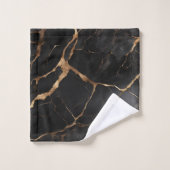 Schwarze und goldene Marmorsteinstruktur Badhandtuch Set (Waschlappen)
