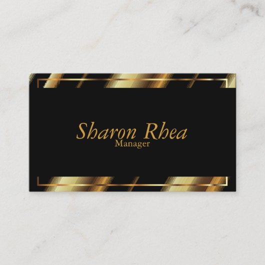 Schwarze und goldene Metalldiagonalstreifen Visitenkarte (Vorderseite)