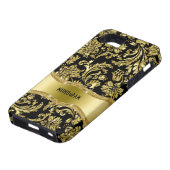 Schwarze und goldene MetallflorDamasken, nach Maß Case-Mate iPhone Hülle (unten)