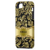 Schwarze und goldene MetallflorDamasken, nach Maß Case-Mate iPhone Hülle (Rückseite Links)
