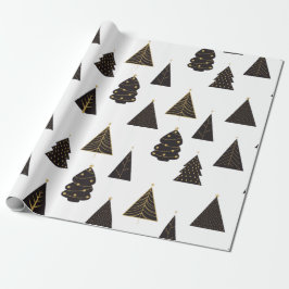 Schwarze und goldene Minimalistische Weihnachtsbau Geschenkpapier