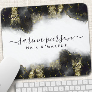 Schwarze und goldene moderne Kunst Flüssig-Aquarel Mousepad