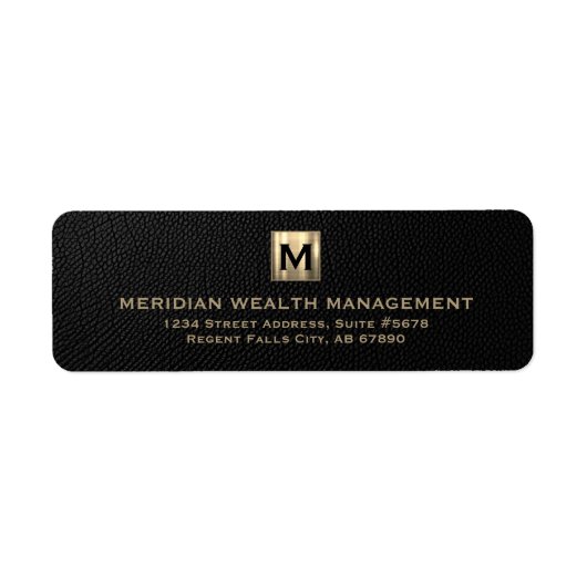 Schwarze und goldene Monogram-Adressenmarken (Vorne)