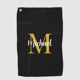 Schwarze und goldene Monogramm-Anfangsbuchstabe El Golfhandtuch