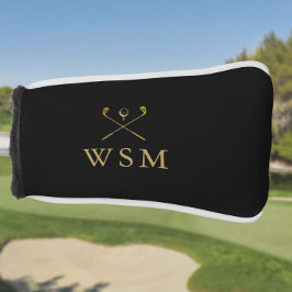 Schwarze und goldene Monogramm-Golfschläger nach M Golf Headcover