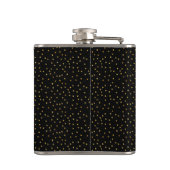 Schwarze und goldene Monogramm-Sparkles Flachmann (Rückseite)