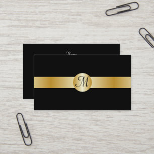 Schwarze und goldene monogrammierte Visitenkarte