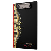 Schwarze und goldene Musiknoten gestalten rote Akz Klemmbrett (Links)