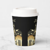 Schwarze und goldene Musiknoten Papierkupplungen Pappbecher (Links)