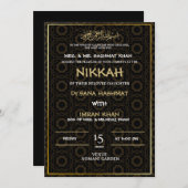 SCHWARZE UND GOLDENE MUSLIM-BREITE EINLADUNG (Vorne/Hinten)